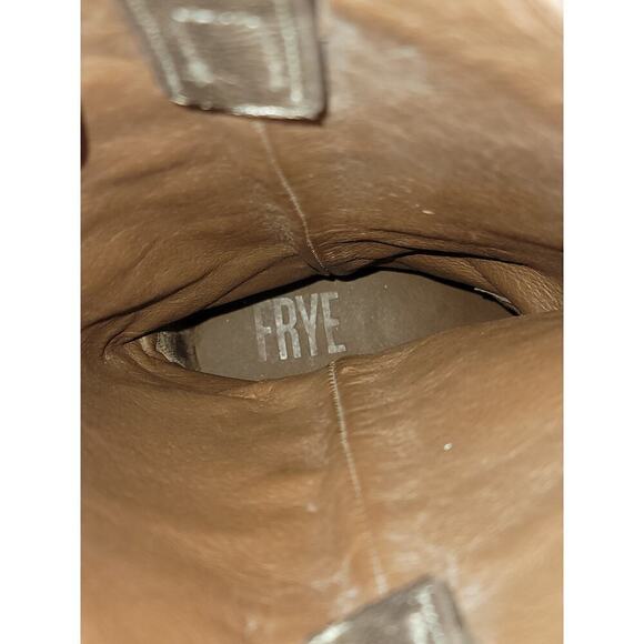 FRYE Billy Daisy Pull-On Leather Western Boots in Light Metallic Gold, sz 7 - Picture 14 of 16